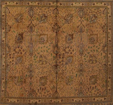 Tabriz Beige Square Hand Knotted 98 X 910 Area Rug 400-17157 Image 1