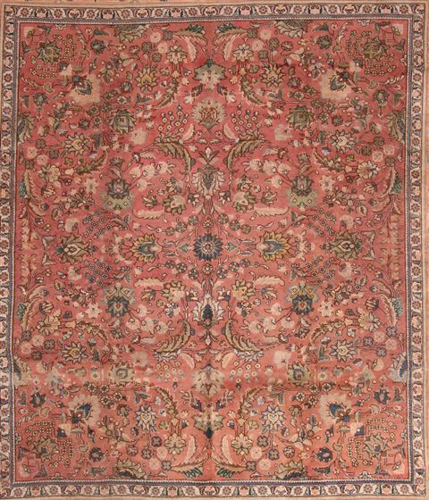 Tabriz Purple Square Hand Knotted 98 X 1010 Area Rug 400-17158 Image 1
