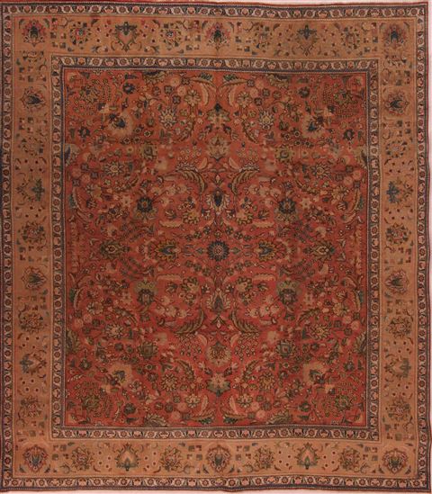 Tabriz Purple Square Hand Knotted 98 X 1010 Area Rug 400-17158 Image 0