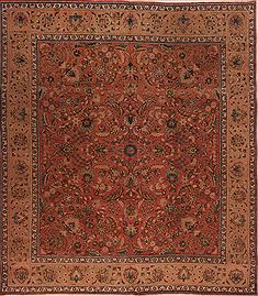 Persian Tabriz Purple Square 9 ft and Larger Wool Carpet 17158