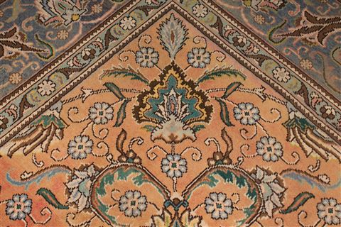 Tabriz Orange Square Hand Knotted 97 X 114 Area Rug 400-17159 Image 10
