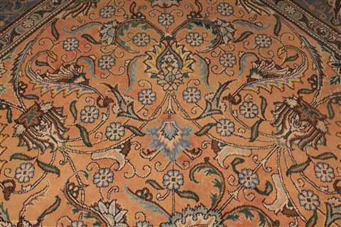 Tabriz Orange Square Hand Knotted 97 X 114 Area Rug 400-17159 Image 11