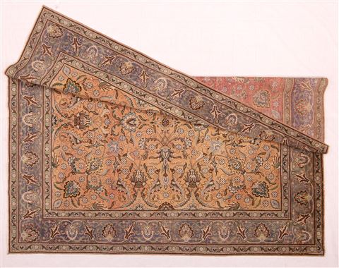 Tabriz Orange Square Hand Knotted 97 X 114 Area Rug 400-17159 Image 5
