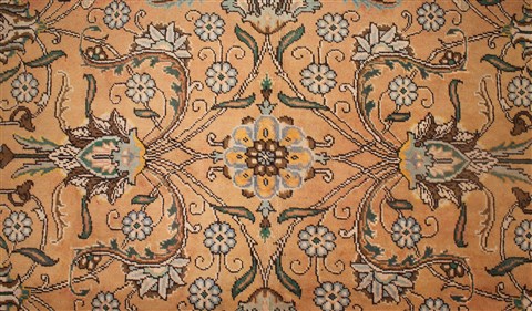 Tabriz Orange Square Hand Knotted 97 X 114 Area Rug 400-17159 Image 9