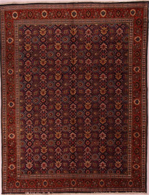 Tabriz Blue Hand Knotted 97 X 127 Area Rug 400-17161 Image 0