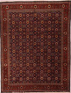 Persian Tabriz Blue Rectangle 10x13 ft Wool Carpet 17161