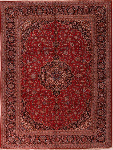 Kashan Red Hand Knotted 104 X 119  Area Rug 400-17162 Image 0