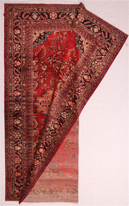 Mahal Red Hand Knotted 102 X 135 Area Rug 400-17164 Image 1