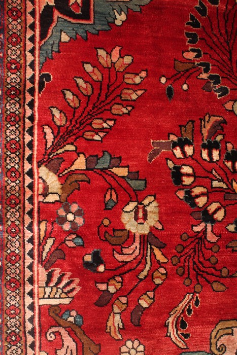 Mahal Red Hand Knotted 102 X 135 Area Rug 400-17164 Image 12