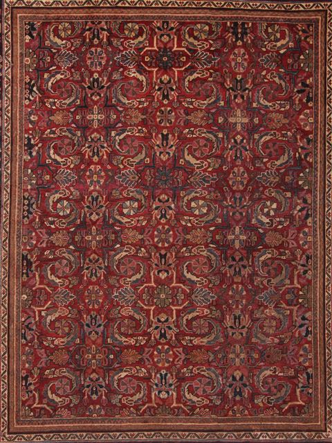 Moshk Abad Red Hand Knotted 107 X 138 Area Rug 400-17167 Image 1