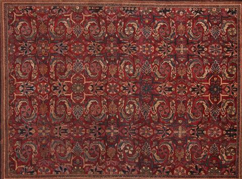 Moshk Abad Red Hand Knotted 107 X 138 Area Rug 400-17167 Image 2
