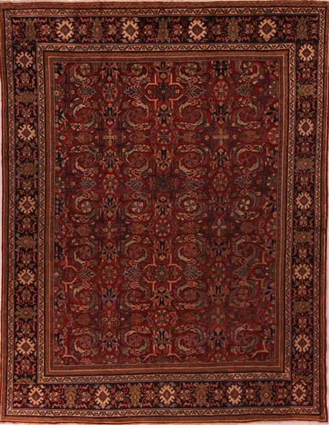 Moshk Abad Red Hand Knotted 107 X 138 Area Rug 400-17167 Image 0