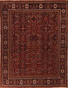 Persian Moshk Abad Red Rectangle 10x14 ft Wool Carpet 17167
