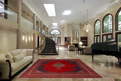 Sarouk Red Hand Knotted 105 X 131 Area Rug 400-17169 Image 1