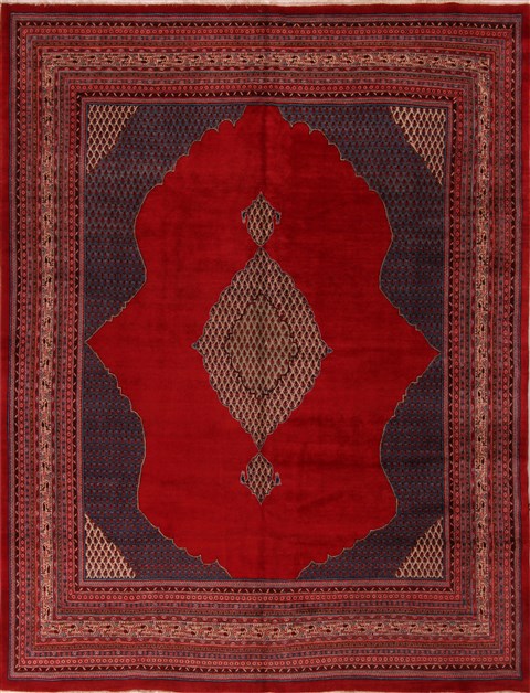 Sarouk Red Hand Knotted 105 X 131 Area Rug 400-17169 Image 0