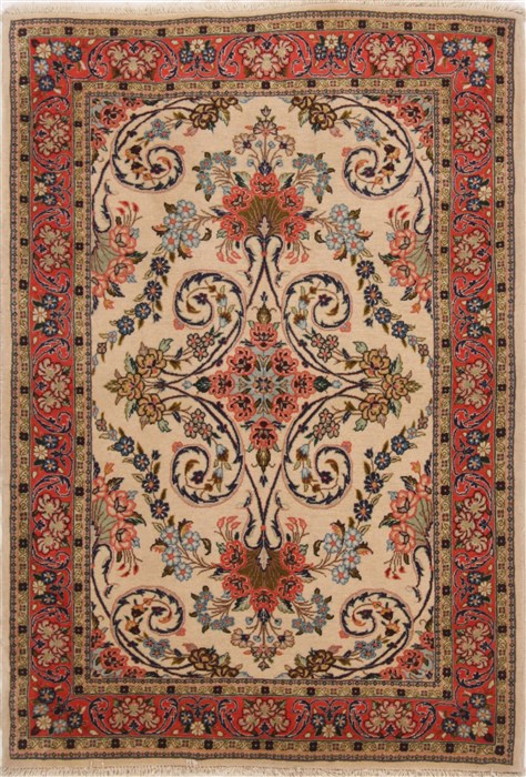 Sarouk Beige Hand Knotted 37 X 53  Area Rug 251-17172 Image 0