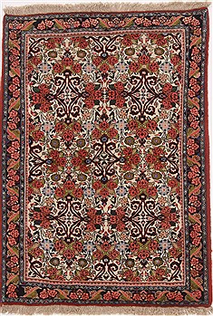 Persian sarouk Beige Rectangle 3x5 ft Wool Carpet 17176
