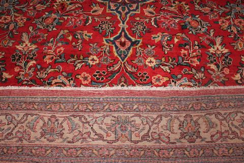 Moshk Abad Red Hand Knotted 104 X 132 Area Rug 400-17184 Image 15