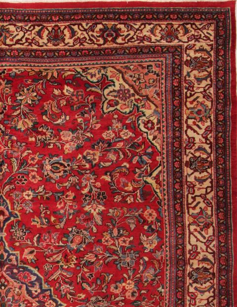 Moshk Abad Red Hand Knotted 104 X 132 Area Rug 400-17184 Image 4