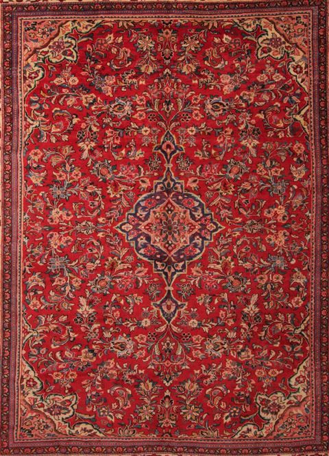 Moshk Abad Red Hand Knotted 104 X 132 Area Rug 400-17184 Image 5