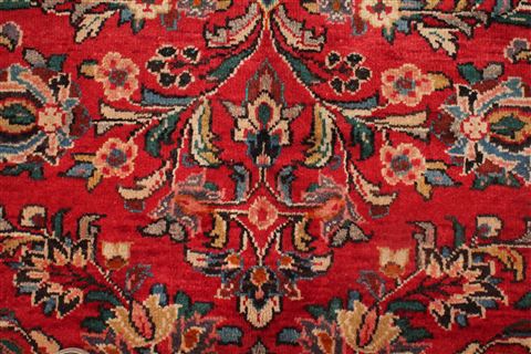 Moshk Abad Red Hand Knotted 104 X 132 Area Rug 400-17184 Image 10