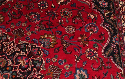 Mashad Red Square Hand Knotted 101 X 114 Area Rug 400-17188 Image 3