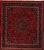 Mashad Red Square Hand Knotted 101 X 114  Area Rug 400-17188 Thumb 0