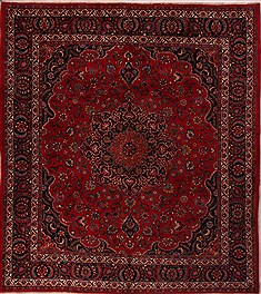 Persian Mashad Red Square 9 ft and Larger Wool Carpet 17188