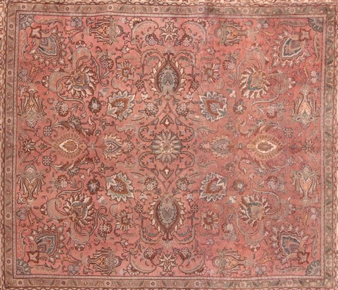 Tabriz Purple Square Hand Knotted 101 X 113 Area Rug 400-17190 Image 3