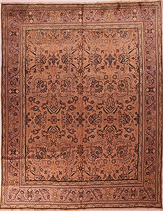 Persian Tabriz Orange Rectangle 10x13 ft Wool Carpet 17194