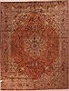Tabriz Orange Hand Knotted 101 X 130 Area Rug 400-17196 Thumb 0