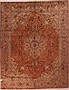 Tabriz Orange Hand Knotted 101 X 130  Area Rug 400-17196 Thumb 0