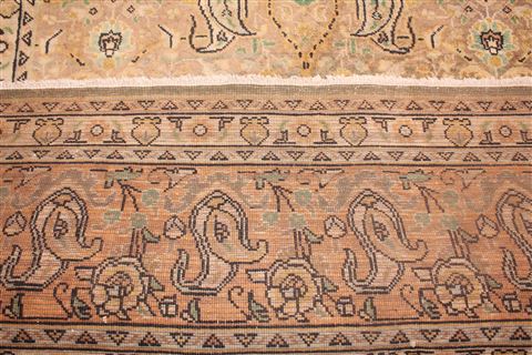 Tabriz Brown Hand Knotted 101 X 130 Area Rug 400-17197 Image 13