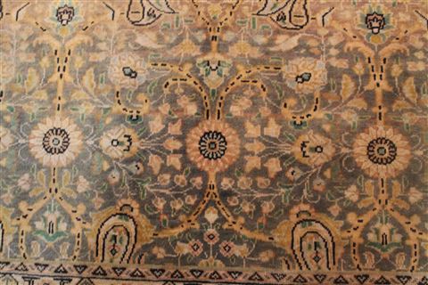 Tabriz Brown Hand Knotted 101 X 130 Area Rug 400-17197 Image 8
