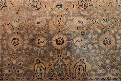 Tabriz Brown Hand Knotted 101 X 130 Area Rug 400-17197 Image 9