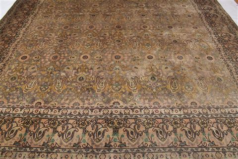 Tabriz Brown Hand Knotted 101 X 130 Area Rug 400-17197 Image 12