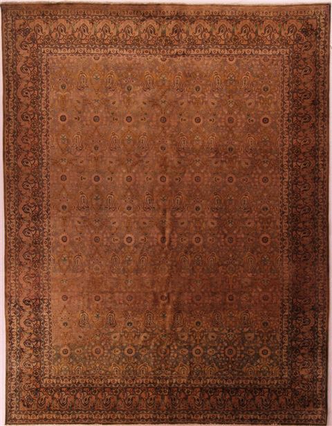 Tabriz Brown Hand Knotted 101 X 130 Area Rug 400-17197 Image 0
