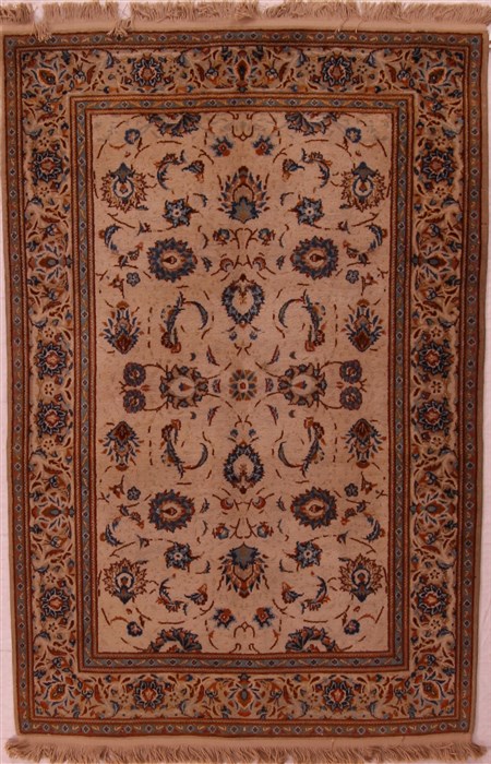 Kashan Beige Hand Knotted 46 X 68  Area Rug 400-17199 Image 0