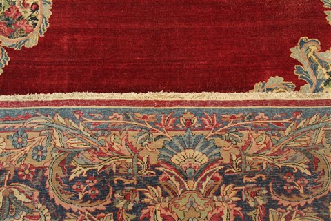 Kerman Red Hand Knotted 107 X 155 Area Rug 400-17210 Image 16