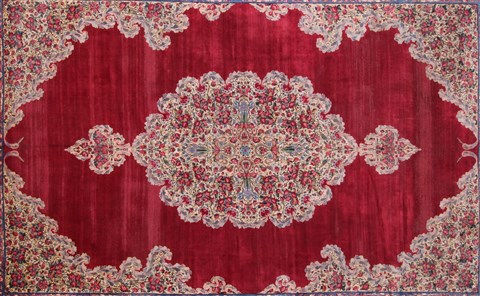 Kerman Red Hand Knotted 107 X 155 Area Rug 400-17210 Image 1