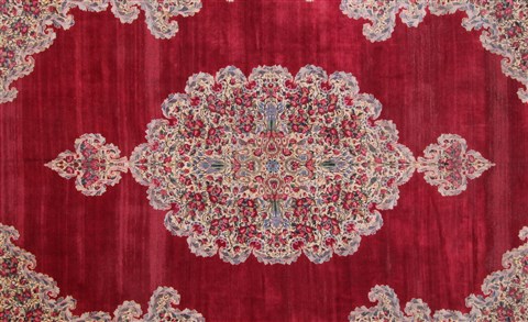 Kerman Red Hand Knotted 107 X 155 Area Rug 400-17210 Image 2