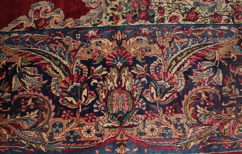 Kerman Red Hand Knotted 107 X 155 Area Rug 400-17210 Image 9