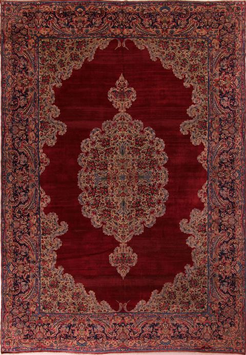 Kerman Red Hand Knotted 107 X 155 Area Rug 400-17210 Image 0