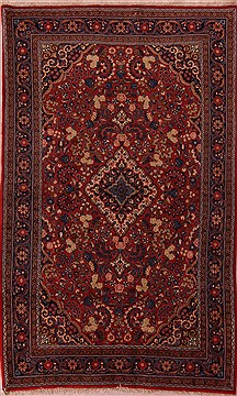 Persian Jozan Red Rectangle 5x7 ft Wool Carpet 17218