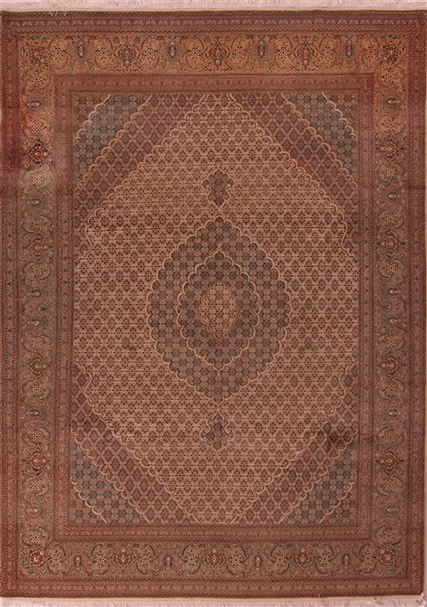 Tabriz Beige Hand Knotted 80 X 111 Area Rug 400-17221 Image 0