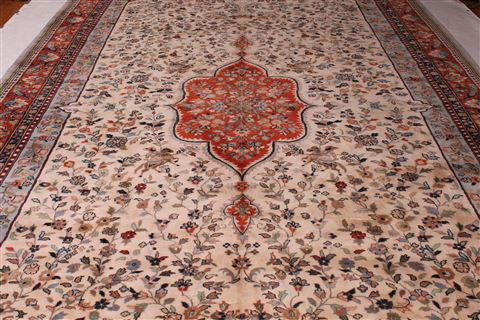 Tabriz White Hand Knotted 911 X 159  Area Rug 400-17222 Image 8
