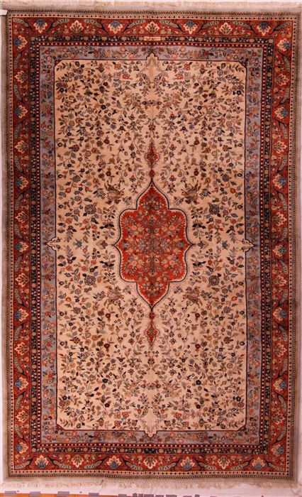 Tabriz White Hand Knotted 911 X 159  Area Rug 400-17222 Image 0