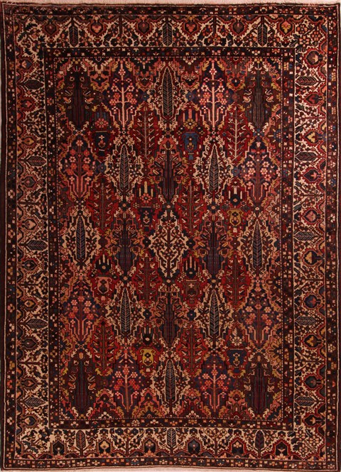 Bakhtiar Red Hand Knotted 98 X 125  Area Rug 400-17224 Image 0