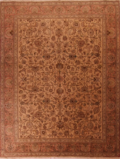 Tabriz Beige Hand Knotted 98 X 127 Area Rug 400-17225 Image 0
