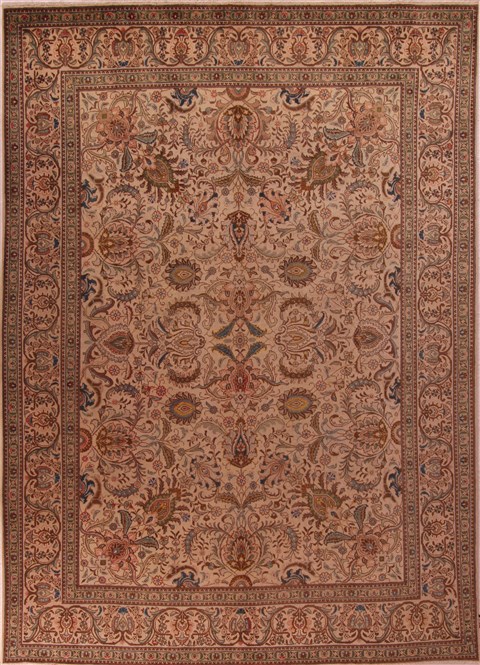 Tabriz Beige Hand Knotted 95 X 131  Area Rug 400-17226 Image 0